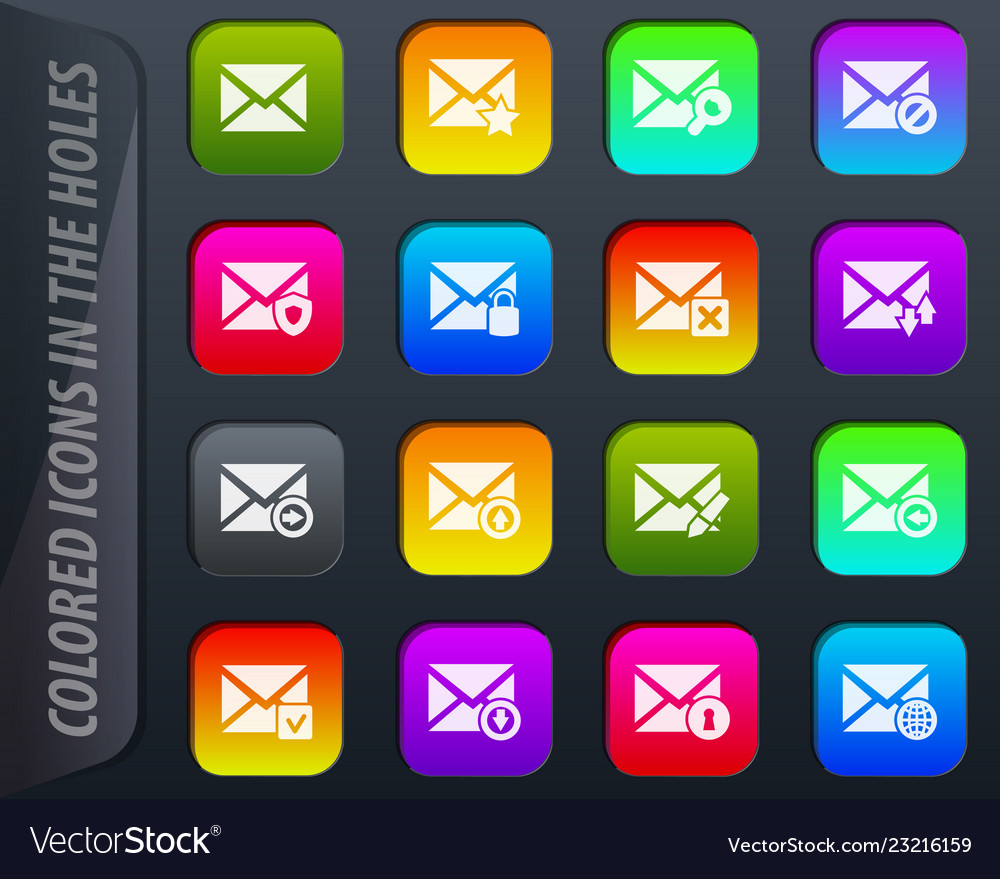 Mail and envelope icons set
