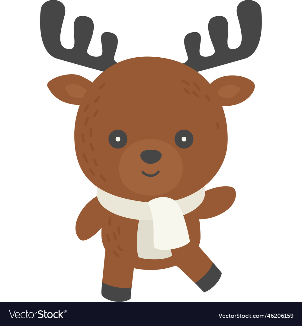 Moose wearing scarf winter animal doodle Vector Image