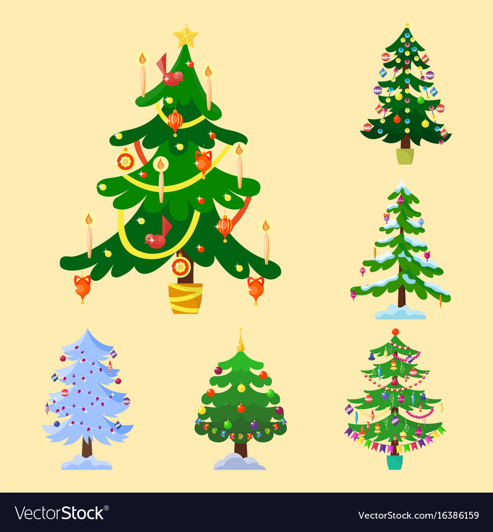 Pine tree cartoon green winter holiday Royalty Free Vector