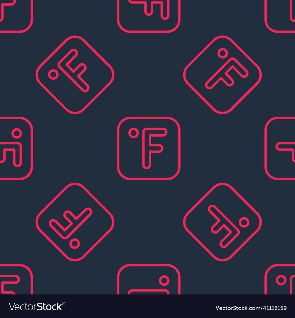 Red line fahrenheit icon isolated seamless pattern