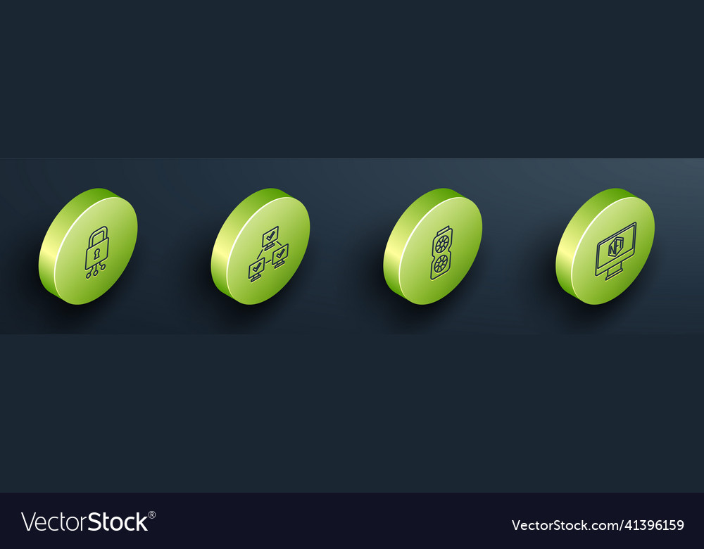 Set isometric line cyber security nft blockchain vector image Set isometric line cyber security nft blockchain