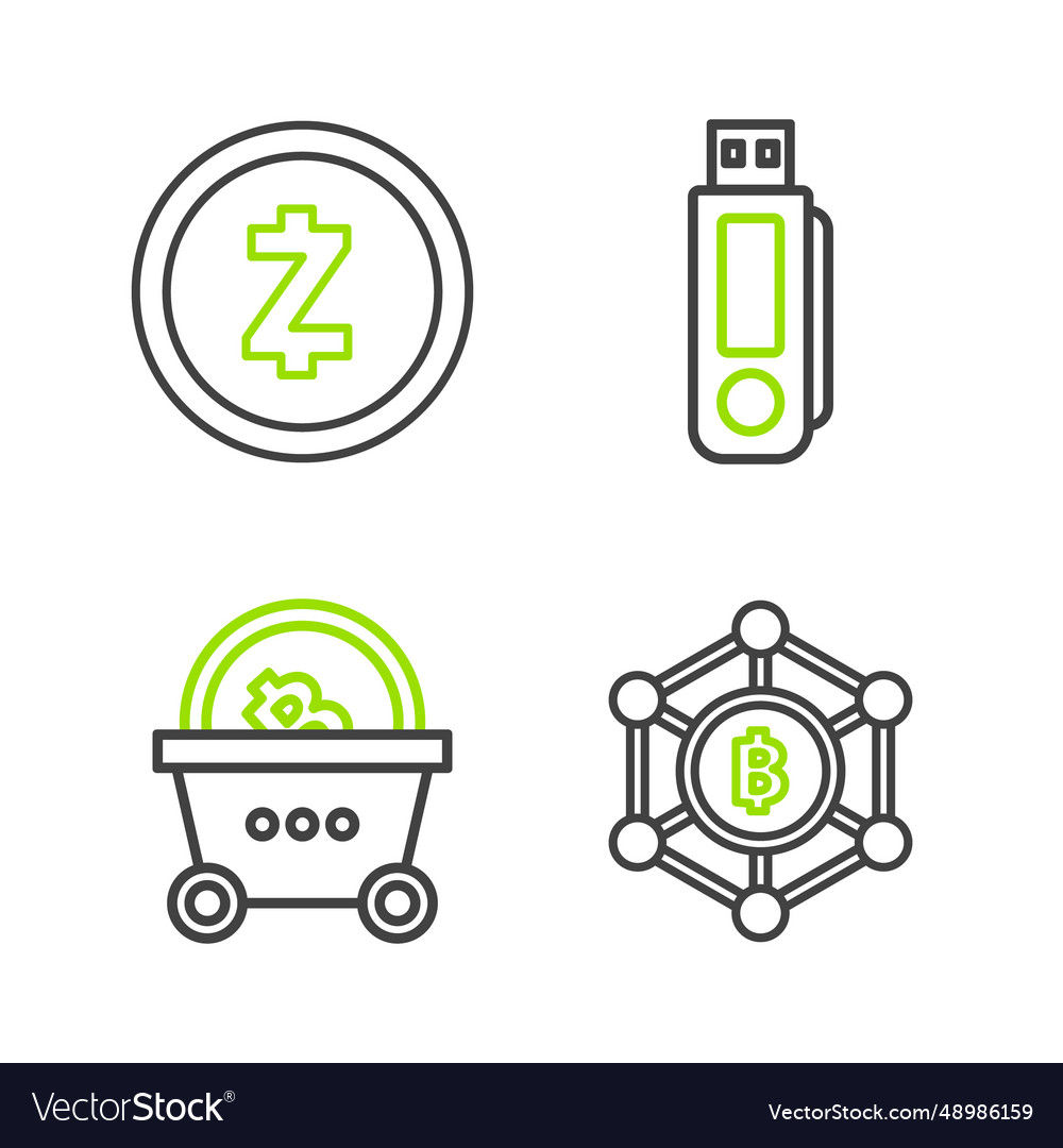 Set line blockchain technology bitcoin shopping vector image Set line blockchain technology bitcoin shopping