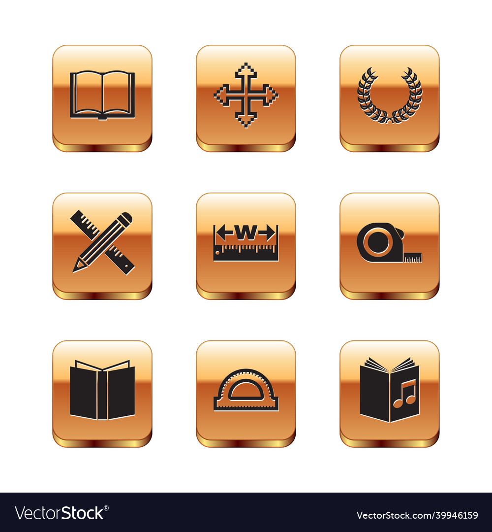 Set open book protractor grid measuring height vector image Set open book protractor grid measuring height