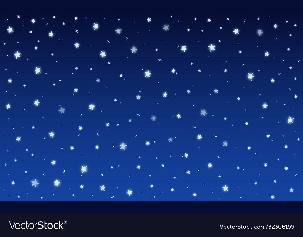 Stars shine on blue background snow night