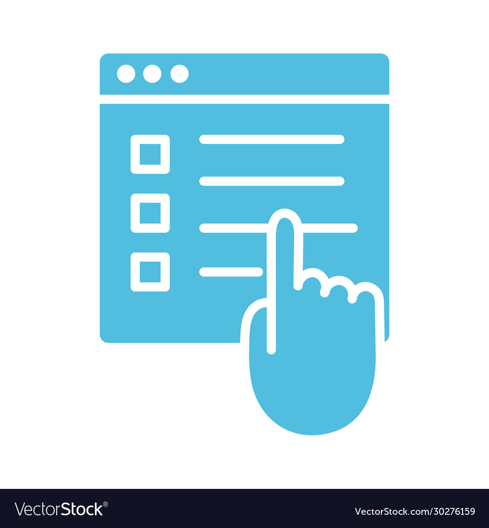 Template webpage with hand index silhouette style