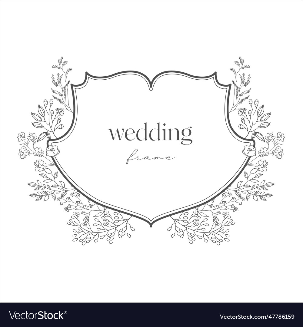 Wedding crest with flowers on the white background