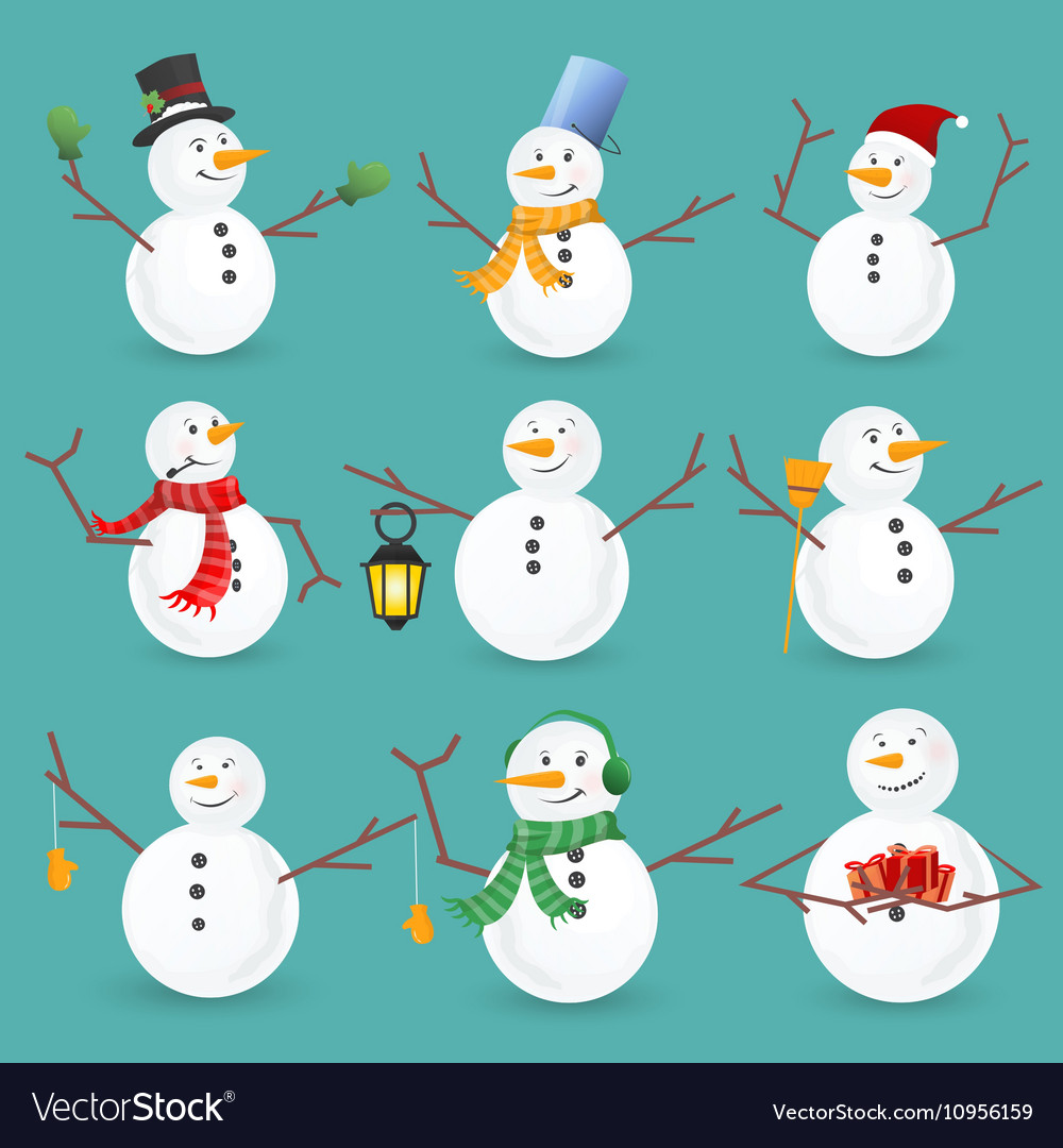 Winter christmas snowmen collection