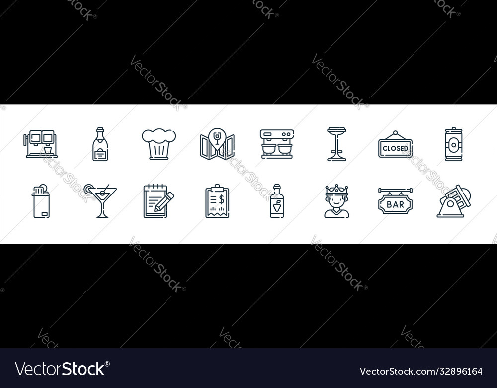 Bar line icons linear set quality vector image Bar line icons linear set quality
