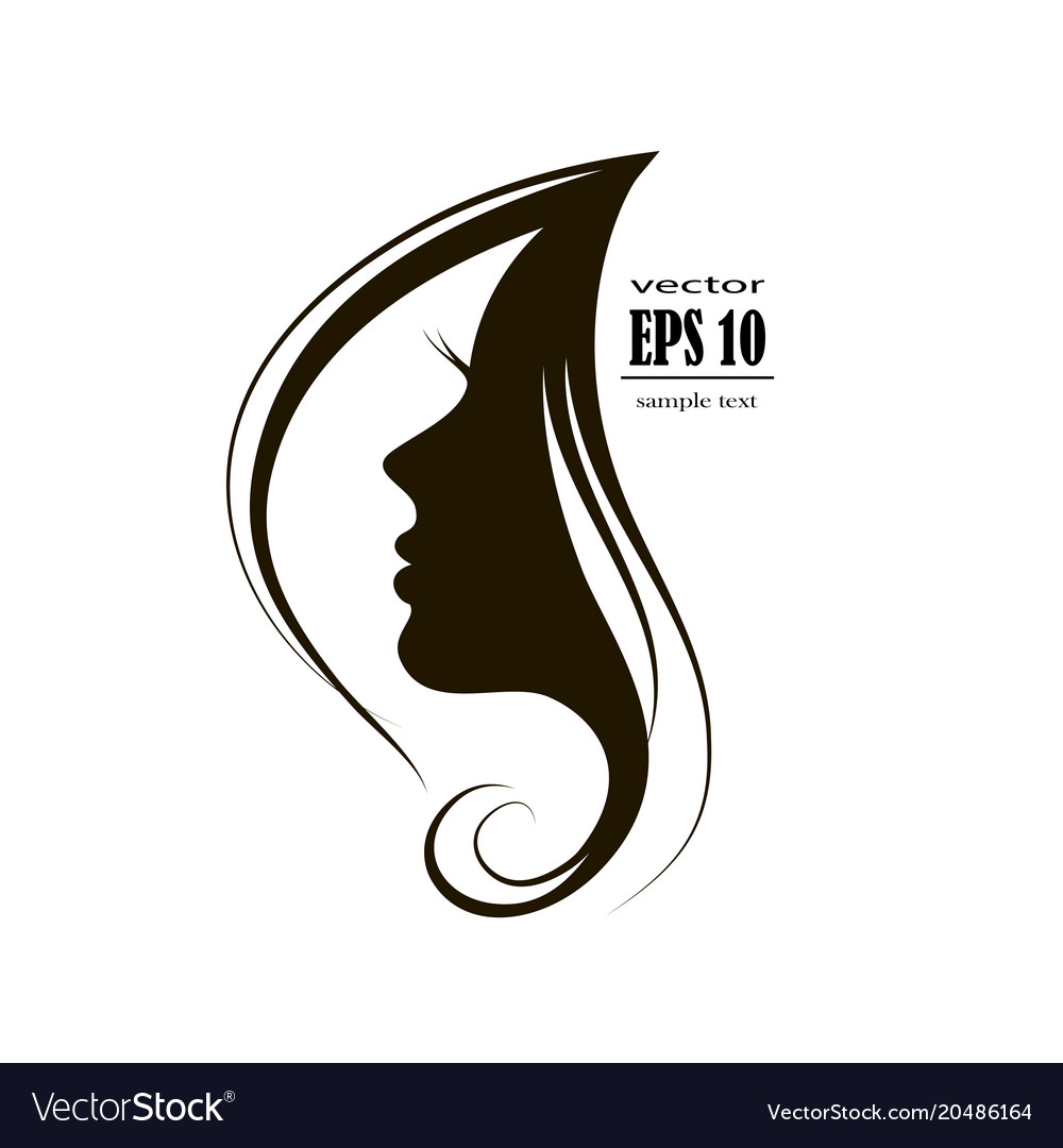 Beautiful Woman Face And Hair Fashion Icon Vector Image