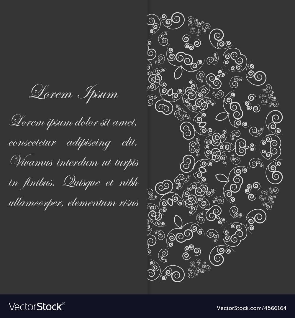 Black and white card design with ornate pattern Vector Image