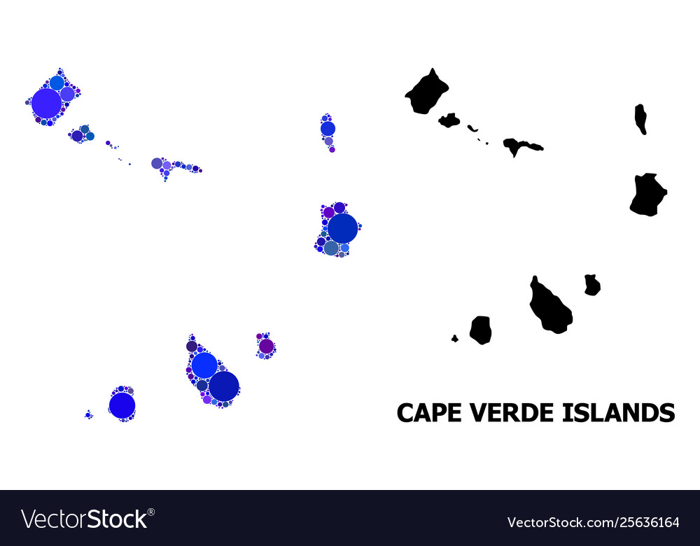 Blue circle mosaic map cape verde islands vector image Blue circle mosaic map cape verde islands