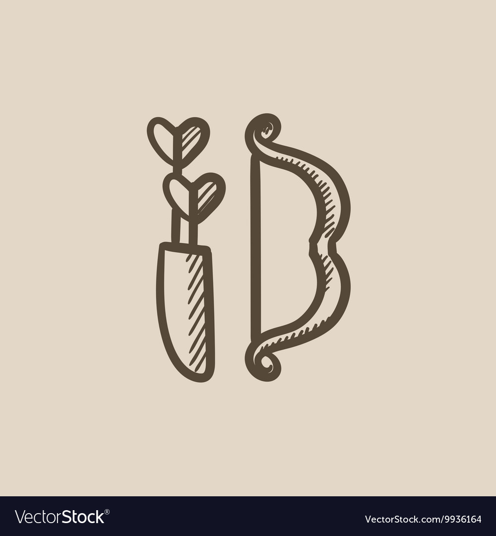 Bow and arrows sketch icon