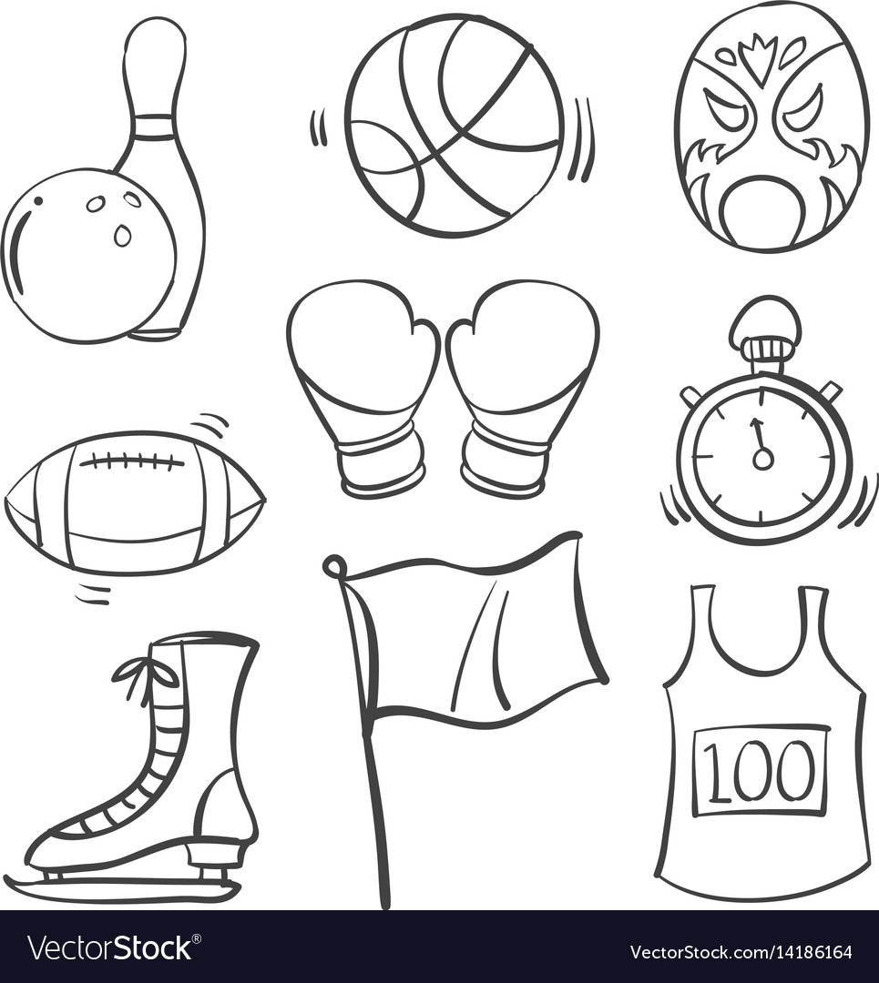 Sports Equipment Collections Stock Illustration - Download Image Now -  Badminton - Sport, Soccer Ball, Drawing - Activity - iStock