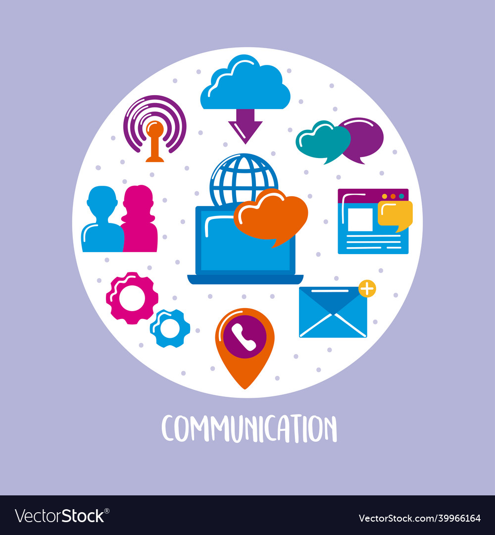 Communication tech icons in circle