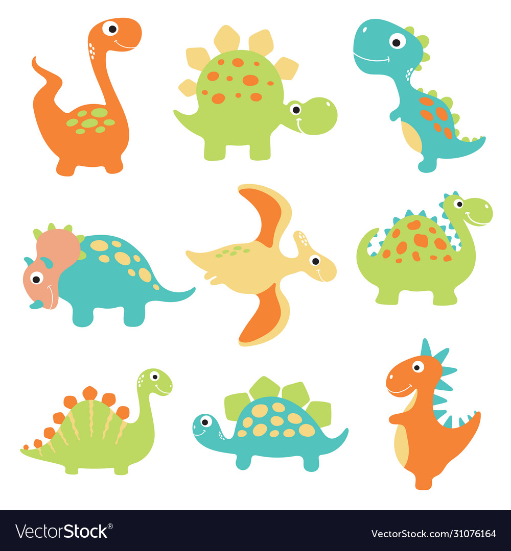 Cute dinosaurs set Royalty Free Vector Image - VectorStock