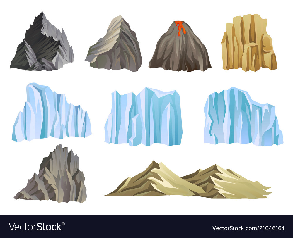 Flat set with mountains volcano