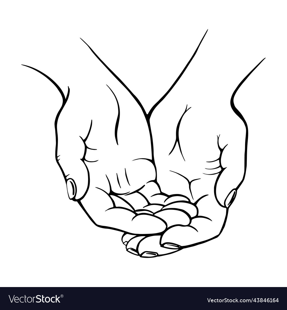 Human hands folded sketch hand drawn Royalty Free Vector