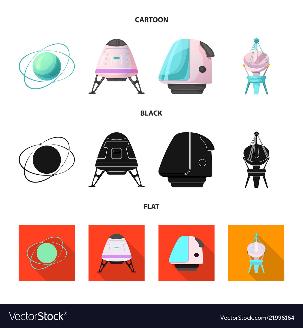 Isolated object of mars and space sign collection