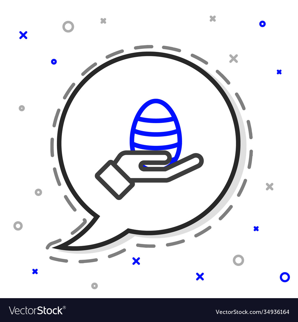 Linie menschliche Hand und Osterei Ikone isoliert