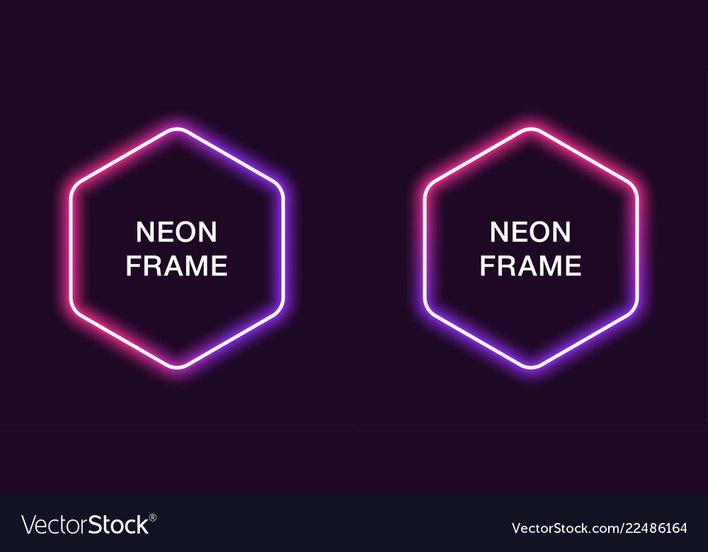 Neon frame in hexagonal shape template Vector Image Neon frame in hexagonal shape template