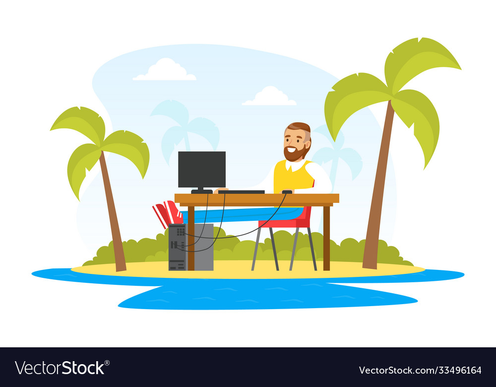 Office worker using computer at workplace