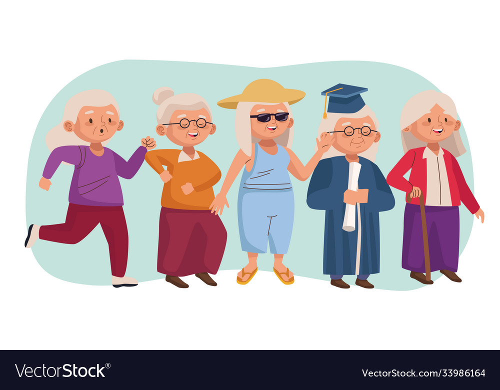 Old people active seniors characters Royalty Free Vector