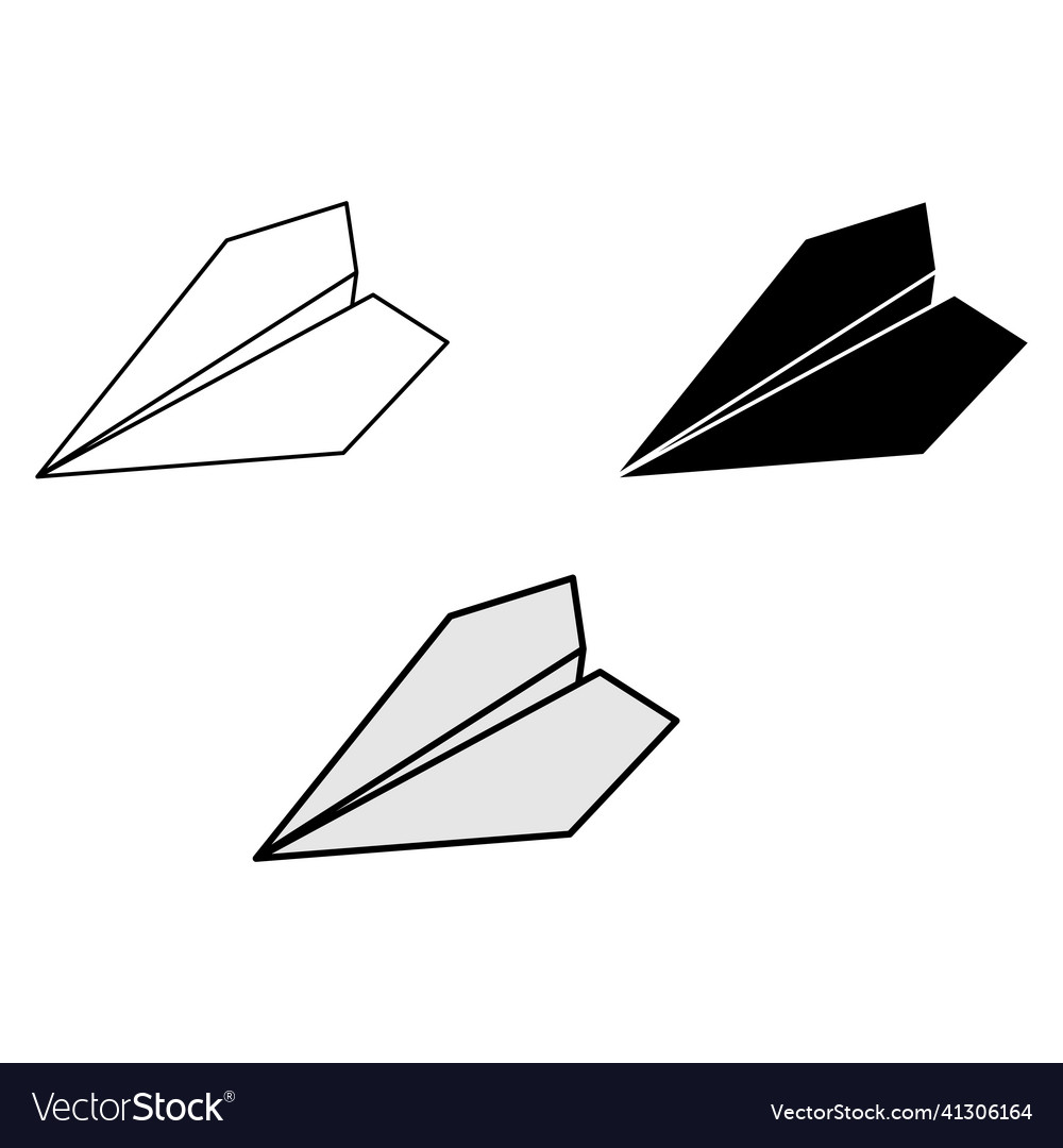 Set of three types paper plane icons outline