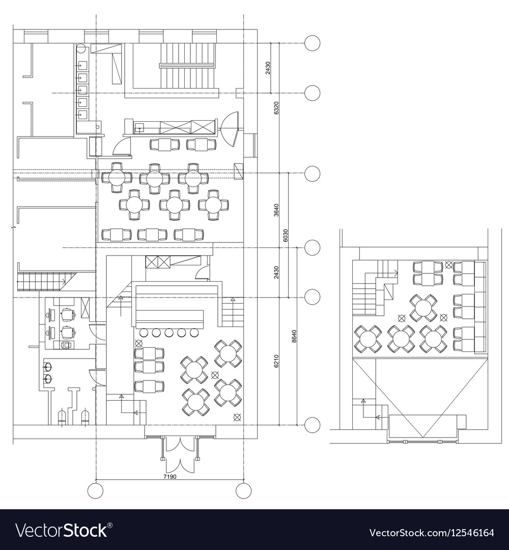Standard Cafe Furniture Symbols On Floor Plans Vector Image