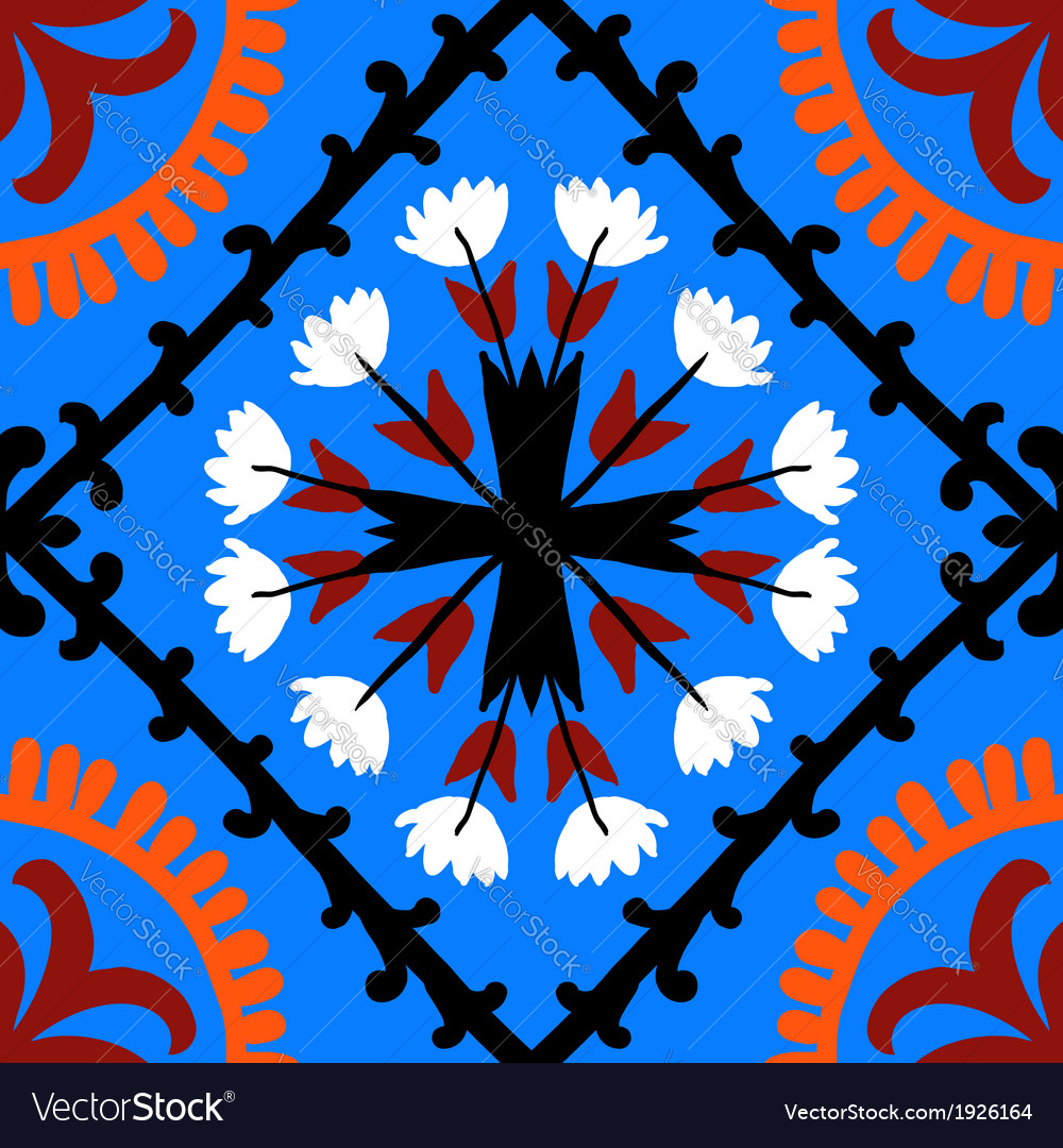 Suzani pattern with uzbek and kazakh motifs