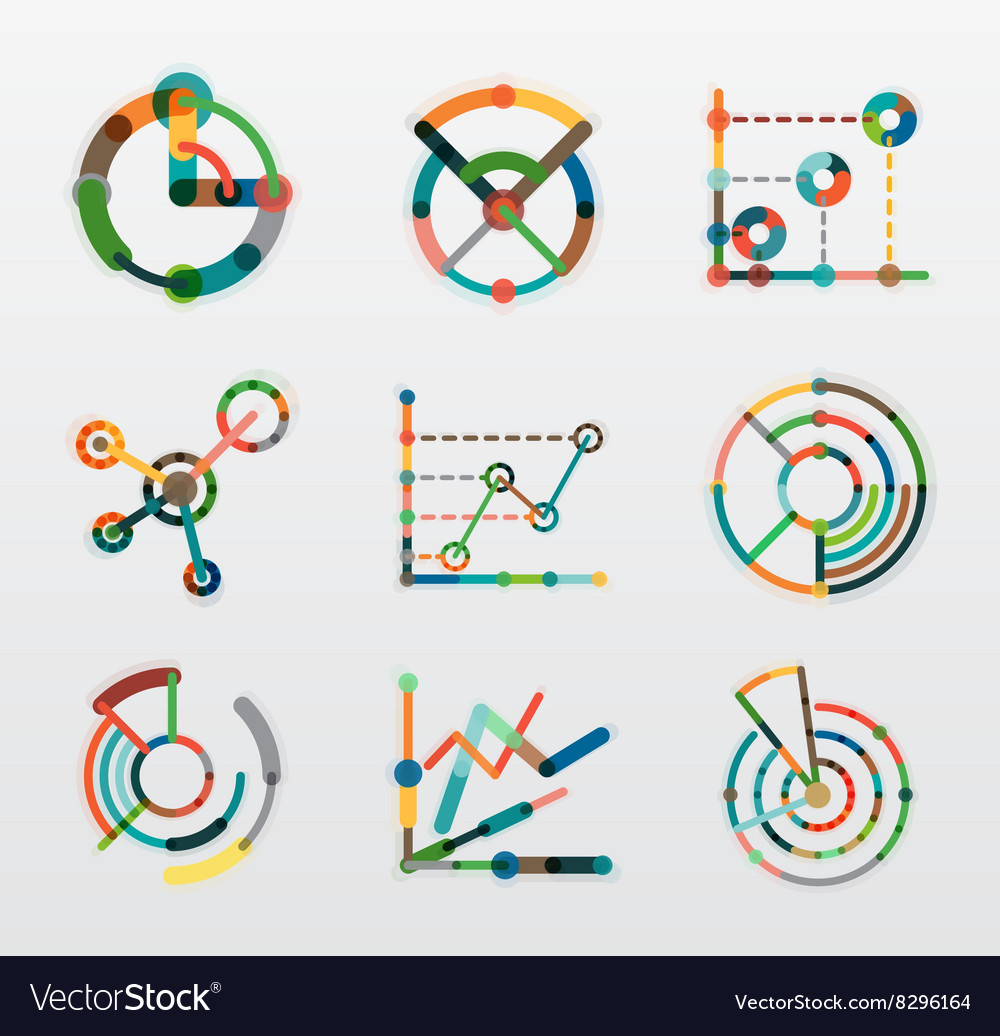 Thin line chart logo set graph icons modern