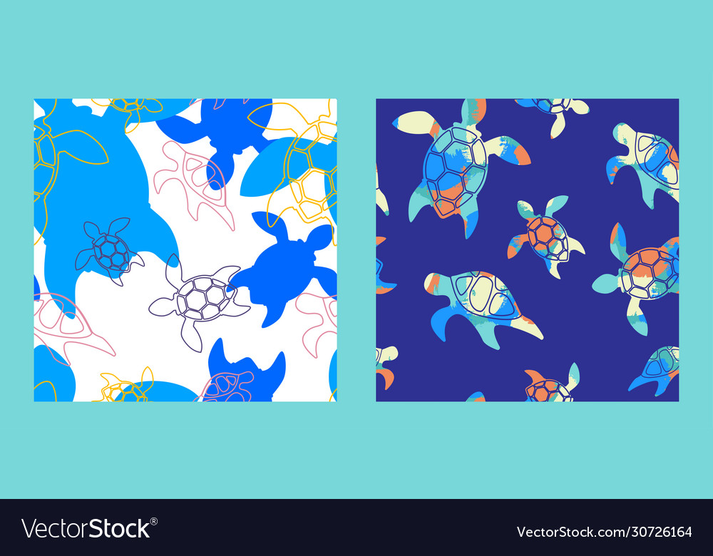Turtles patterns set vector image Turtles patterns set