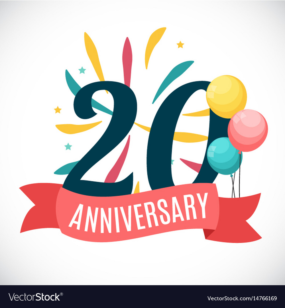 Anniversary 20 years template with ribbon Vector Image