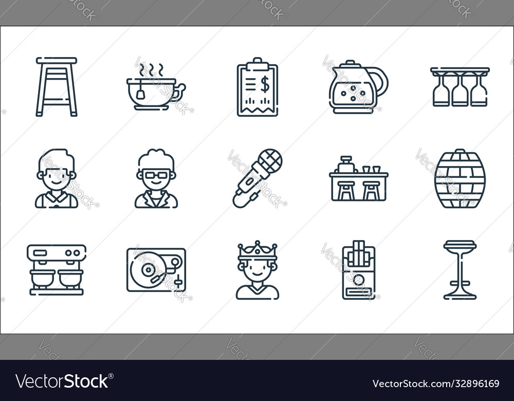 Bar line icons linear set quality vector image Bar line icons linear set quality