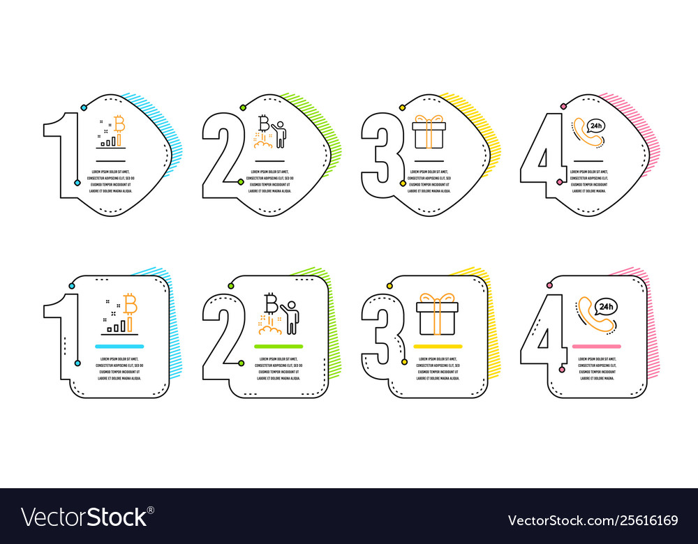 Bitcoin project gift box and graph icons vector image Bitcoin project gift box and graph icons
