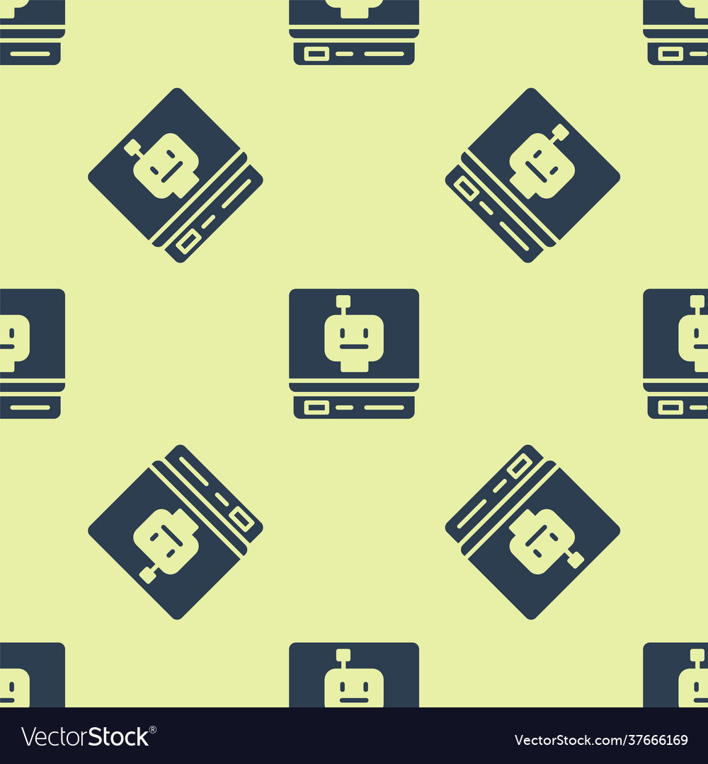 Blue robot icon isolated seamless pattern