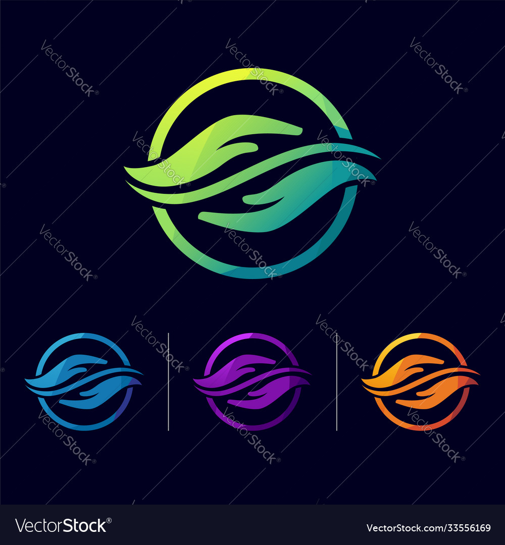 Circle hands icon stock modern company logo set