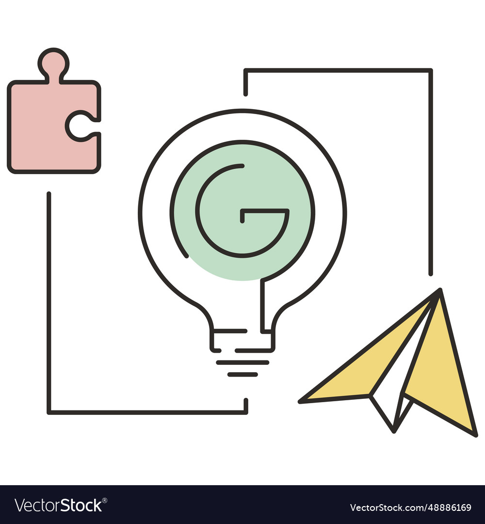Creative idea and solution research icon flat