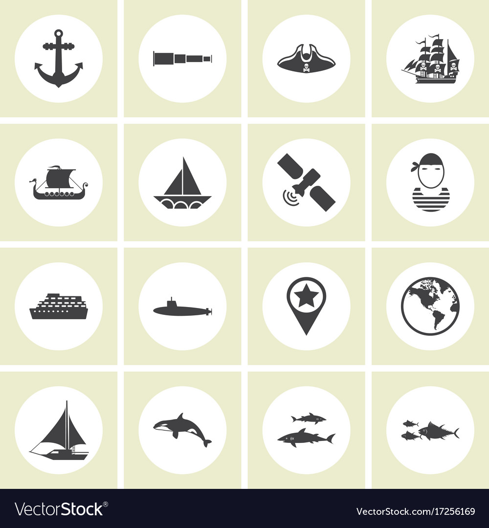 Ector - set of nautical sea ocean sailing icons Vector Image