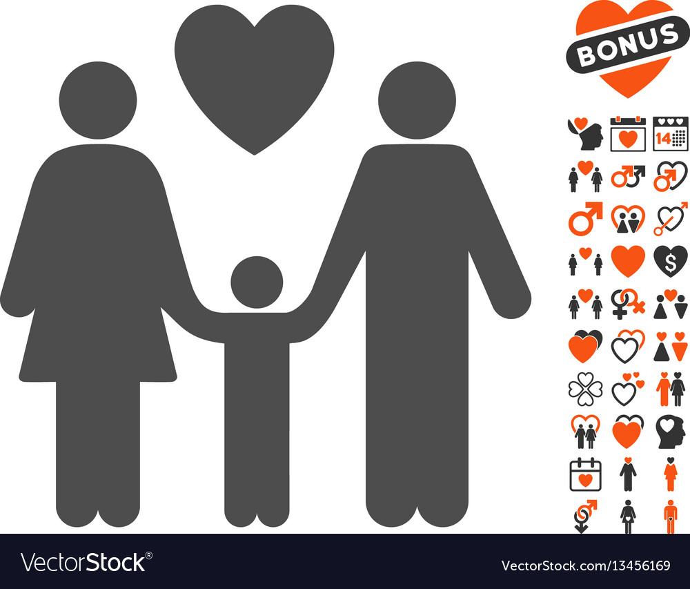 Family love icon with valentine bonus Royalty Free Vector