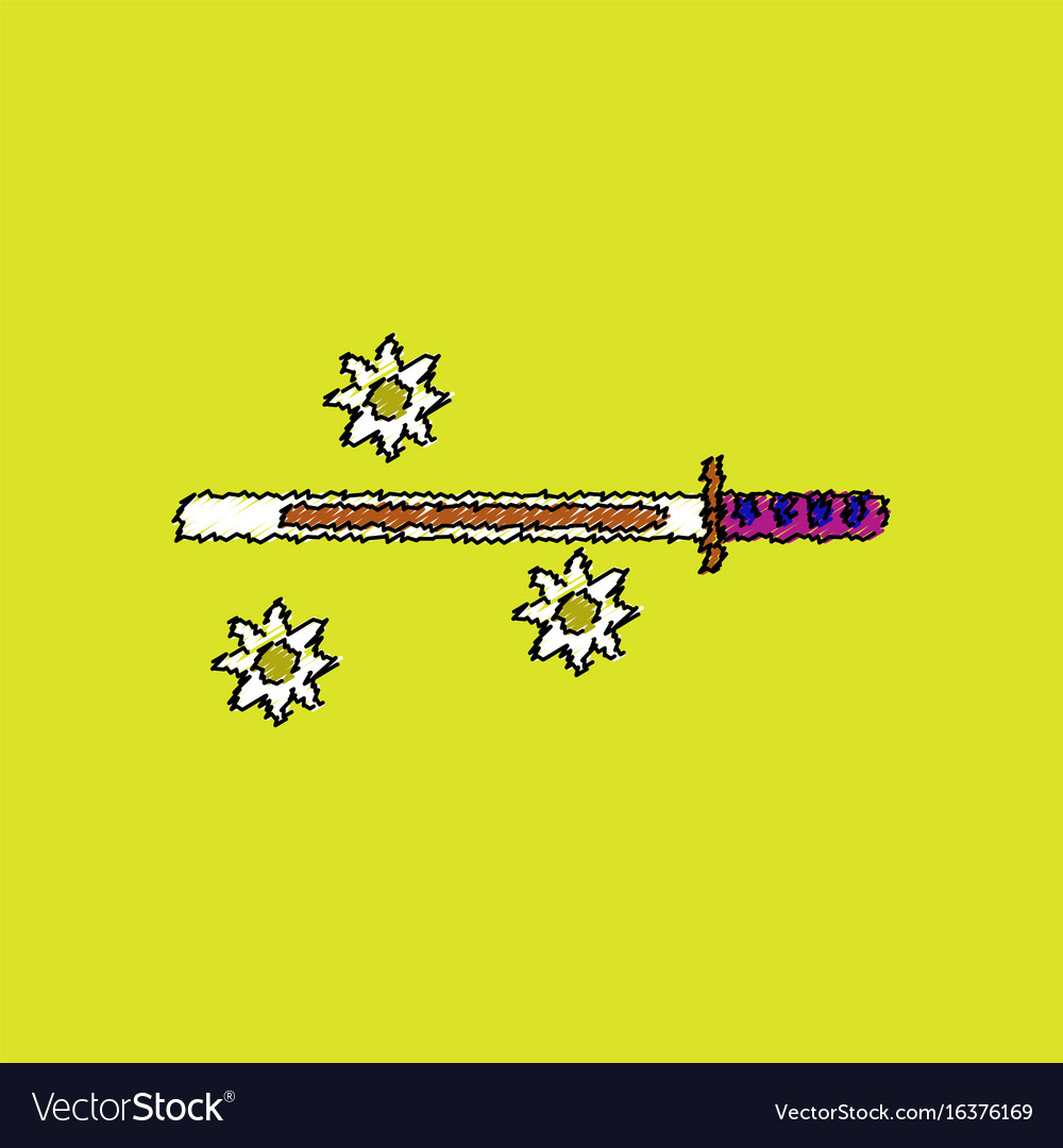 Flat shading style icon sword and shuriken
