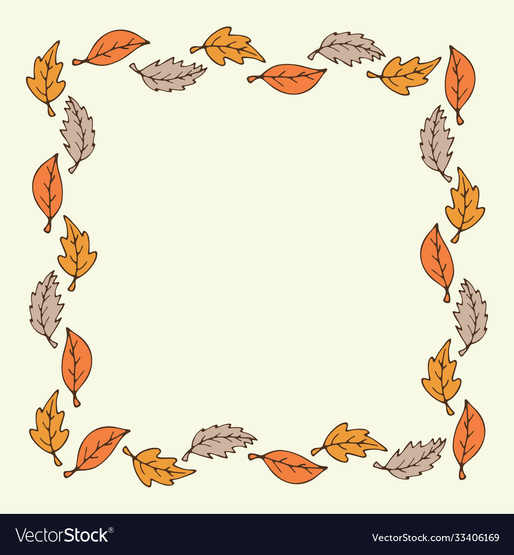Leaf frame autumn background with pattern Vector Image Leaf frame autumn background with pattern