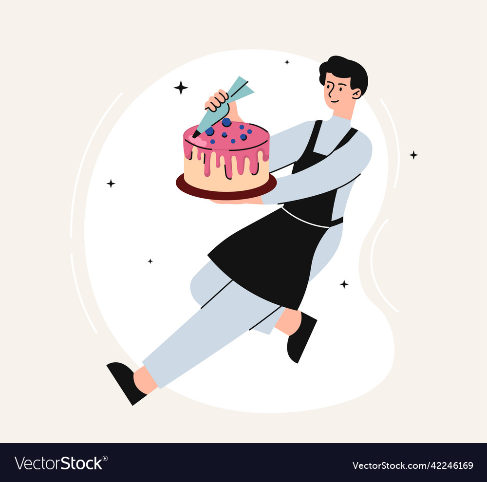Man with cake vector image Man with cake