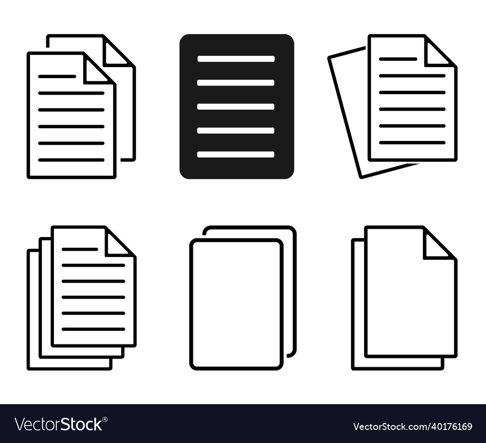 Paper icon set file duplicate icon document icon Vector Image