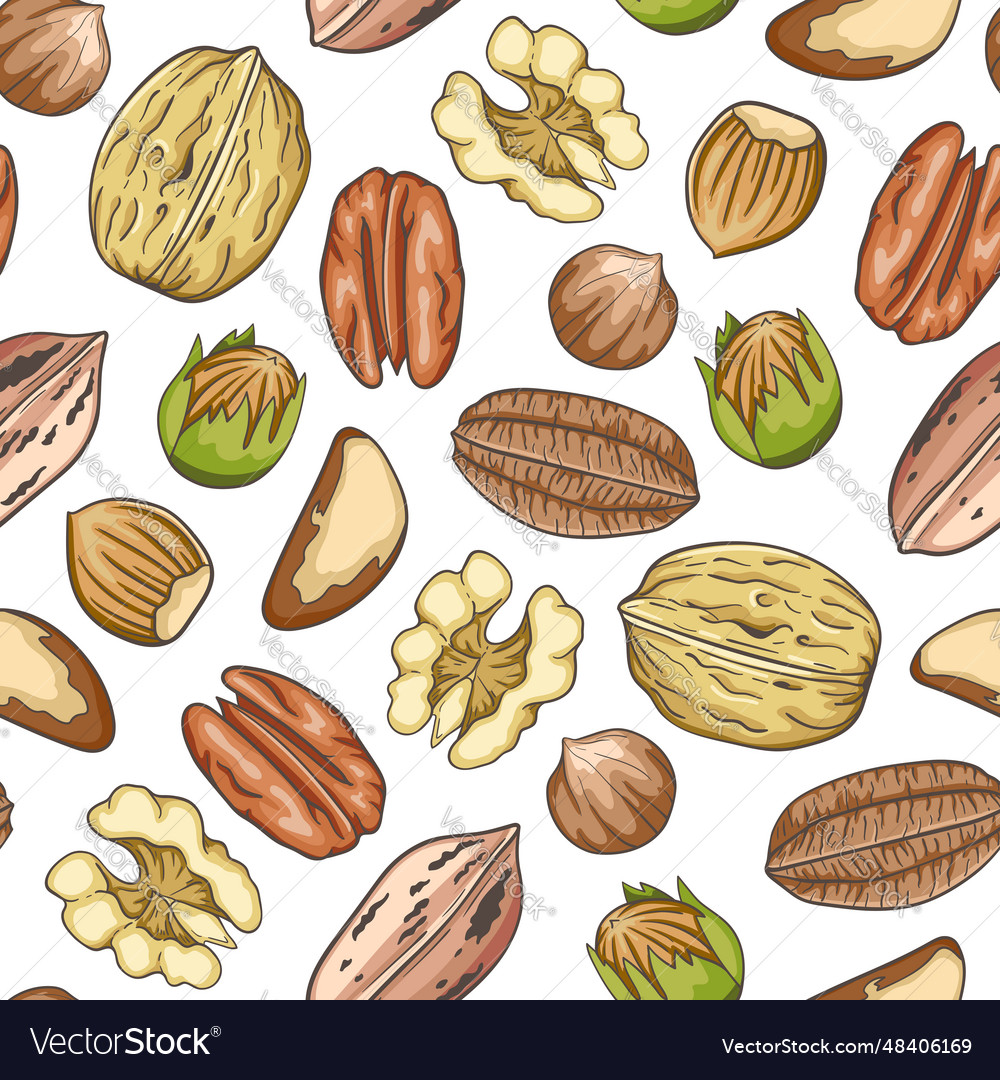 Pattern with walnut pecan and hazelnuts