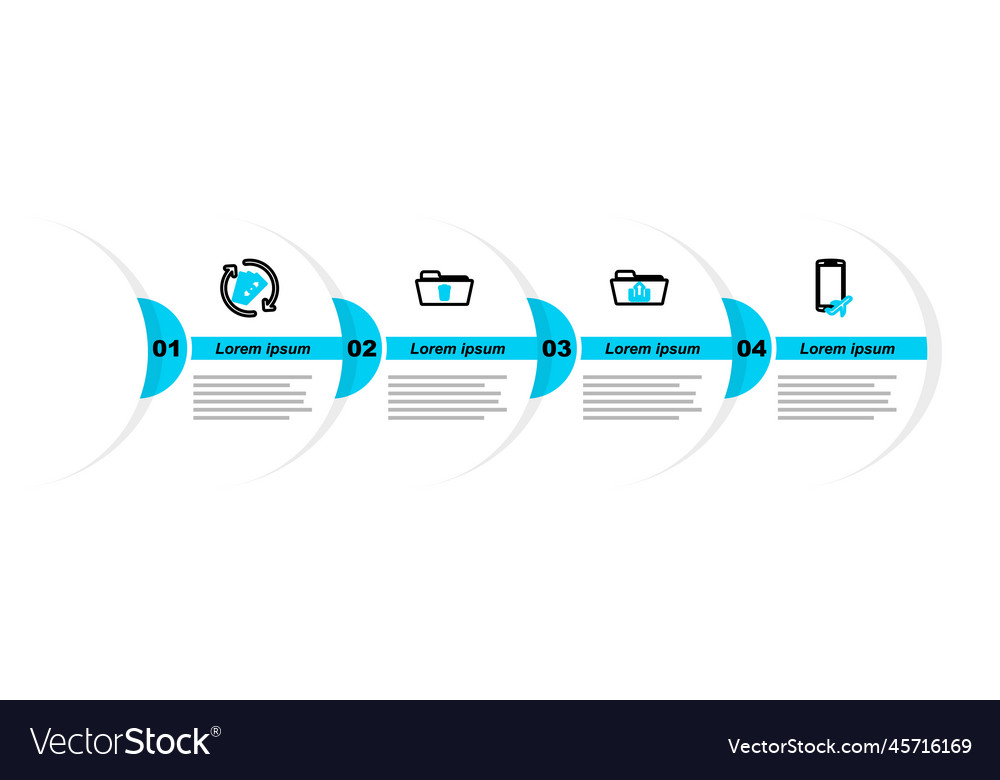 Set line flight mode in the mobile folder upload vector image Set line flight mode in the mobile folder upload