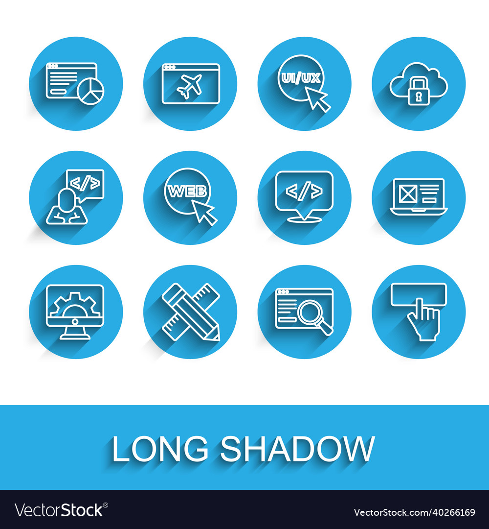 Set line web development crossed ruler and pencil vector image Set line web development crossed ruler and pencil
