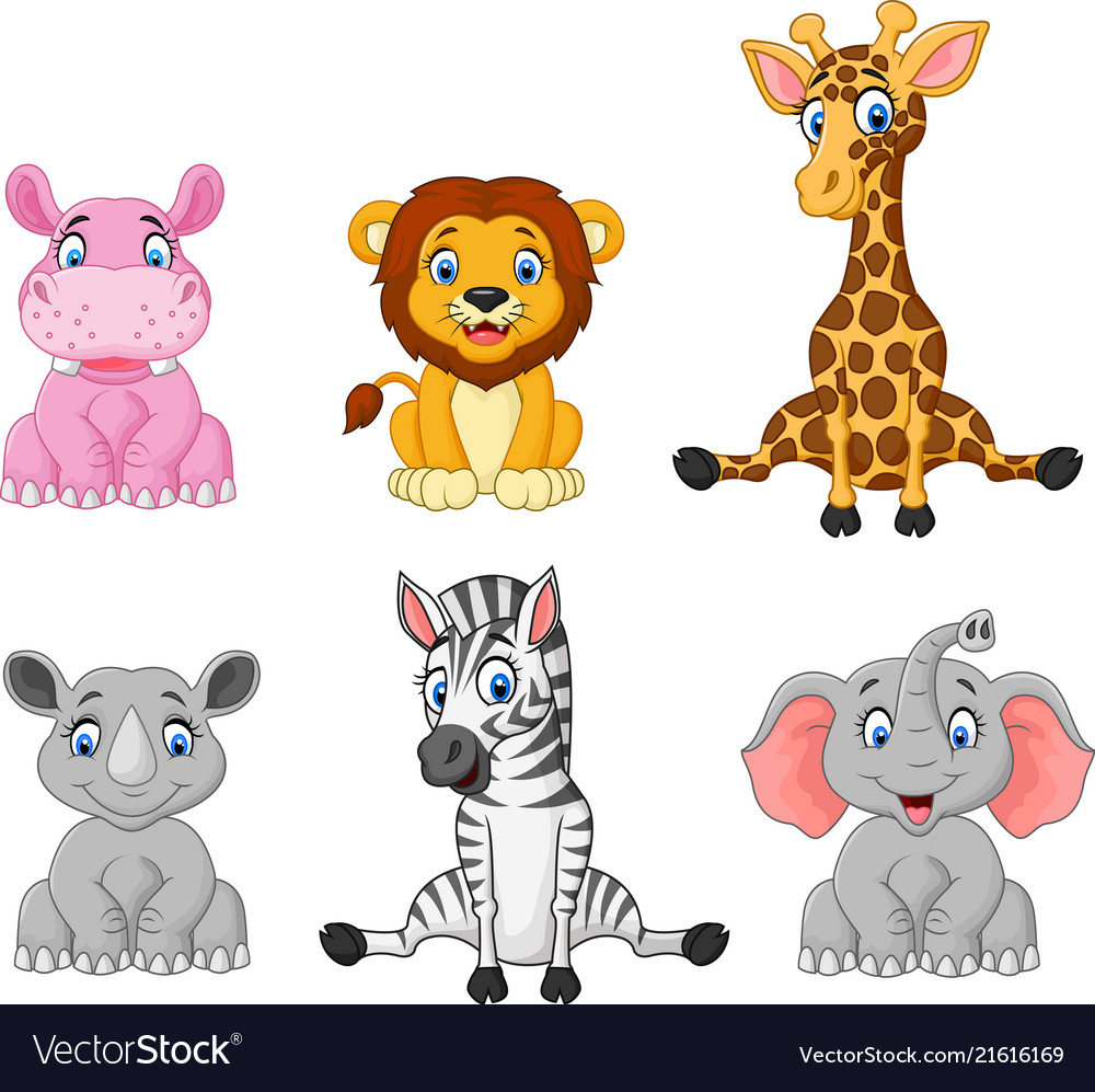 Wild animal cartoon collection set Royalty Free Vector Image