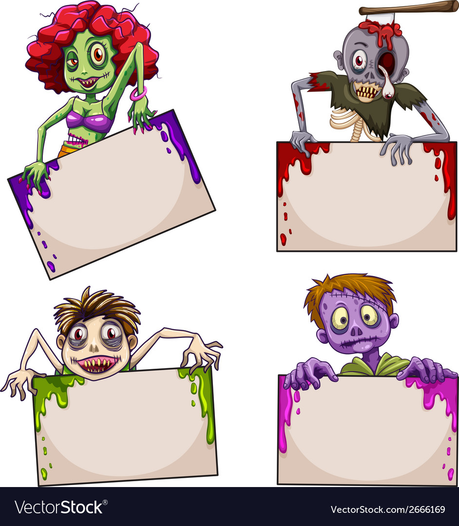 Zombies with empty signboards