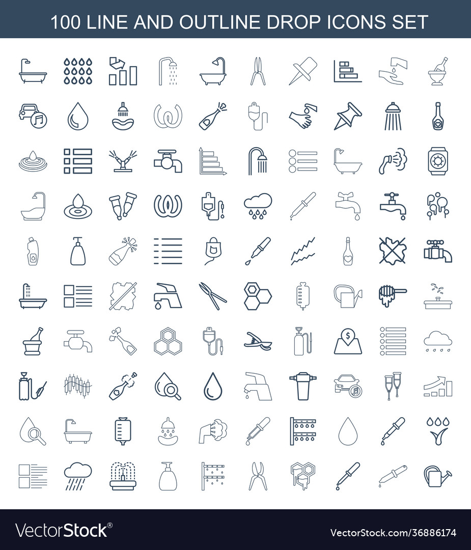 100 drop icons Royalty Free Vector Image - VectorStock