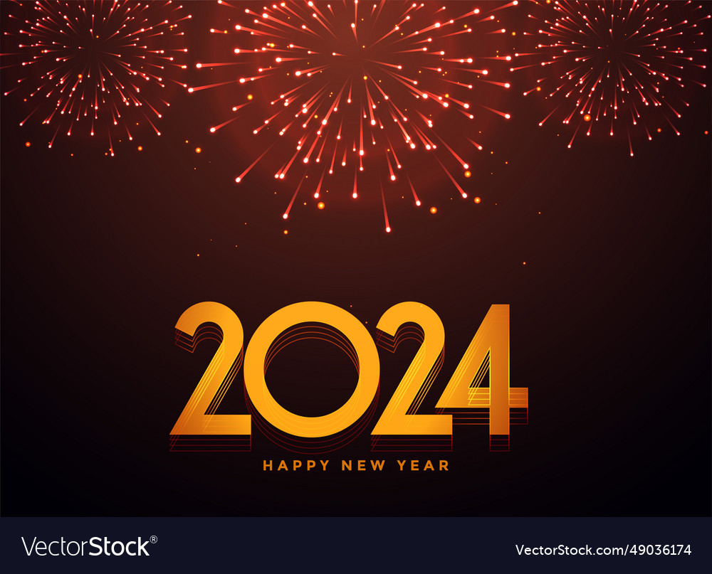 3d style 2024 new year eve firework celebration Vector Image